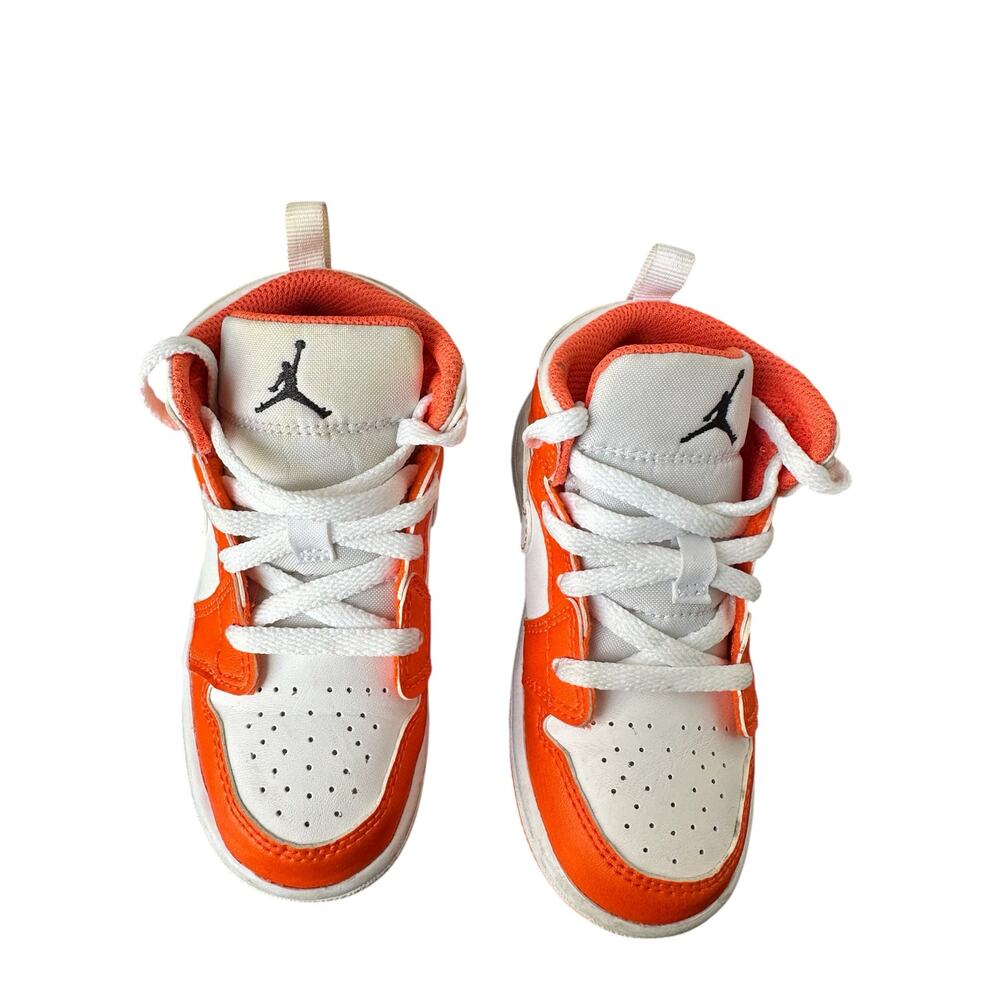 Nike Air Jordan 1 Mid SE Electro Orange & White Toddler Kids Sneakers Size 8C - Picture 8 of 10